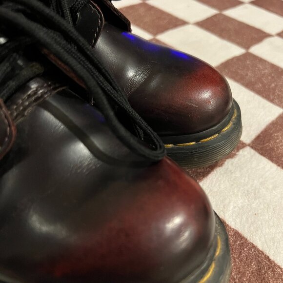 SZ 8 -Original Dr. Martens Vintage Y2K 90s Burgundy Grunge Boots Made in England - Picture 3 of 5